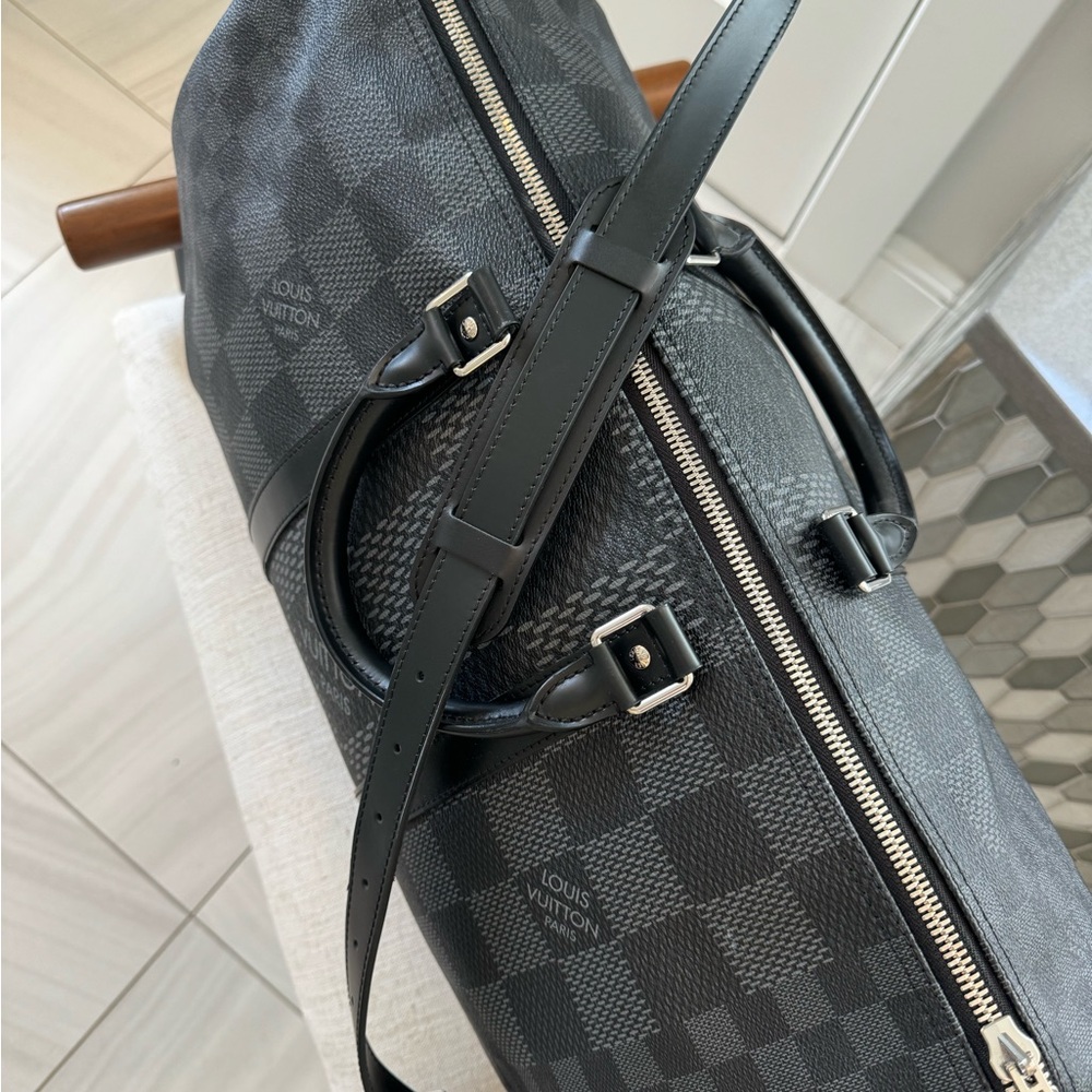 Louis Vuitton Keepall Bandouliere Duffle 55 Black Canvas - Picture 4 of 6
